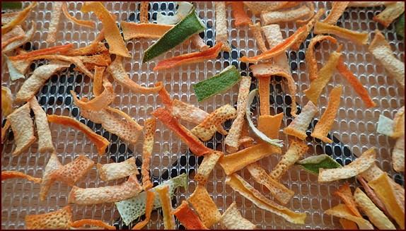 Dried citrus peels.