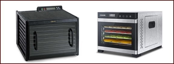 Dehydrators: Excalibur 9-tray and Cosori 6-tray.