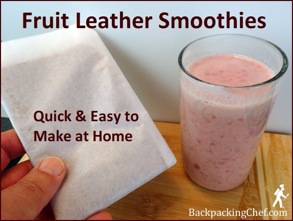 Fruit smoothie made at home with fruit leather and yogurt.