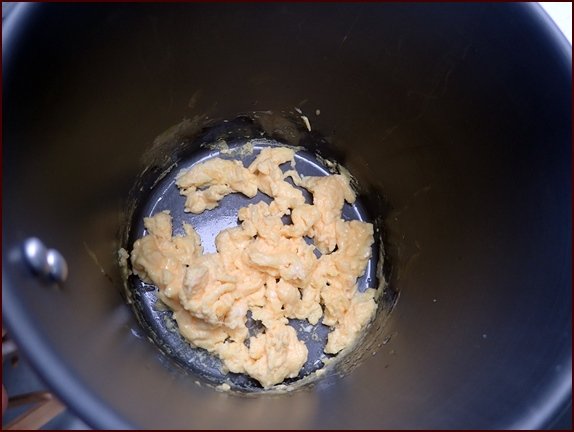 Scrambled egg cooked in a GSI Halulite MicroDualist pot.