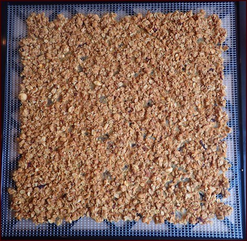 Dried Peach Granola. Breaks easily into clusters. Tastes like fruity oatmeal cookies.