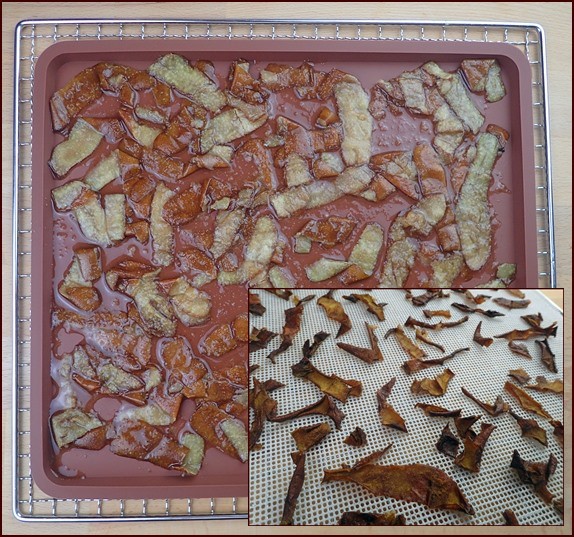 Dehydrating pear skins