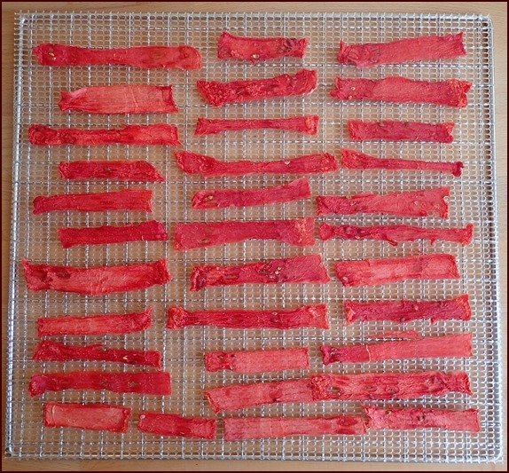 Dehydrated watermelon jerky.