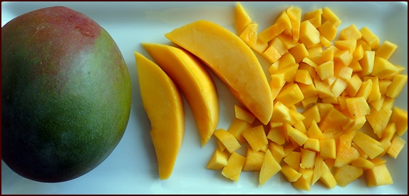 Diced Mango for salsa.