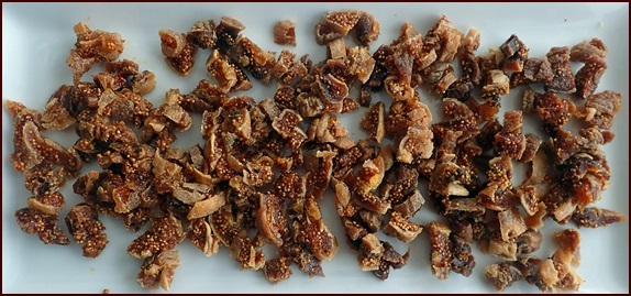 Dried figs cut into pieces.