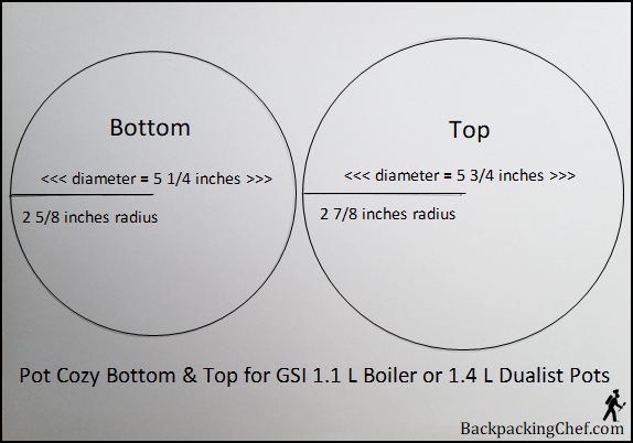 Pot cozy top and bottom measurements.