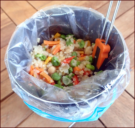 A tasty meal-in-a-bag utilizing the GSI Outdoors Minimalist backpacking pot.