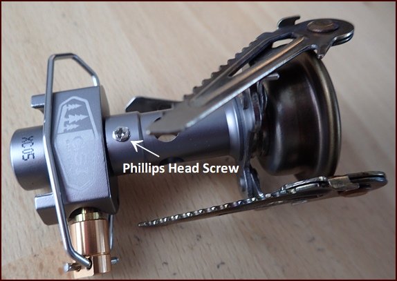 Phillips head screws on GSI canister stove.